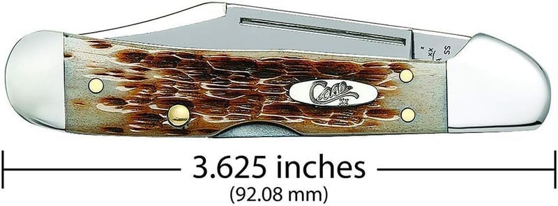 Case XX WR Pocket Knife Mini Copperlock Amber Jig Bone W/Sharpening Stone (61749 L SS) - Length Closed: 3 5/8 Inches - Image 2